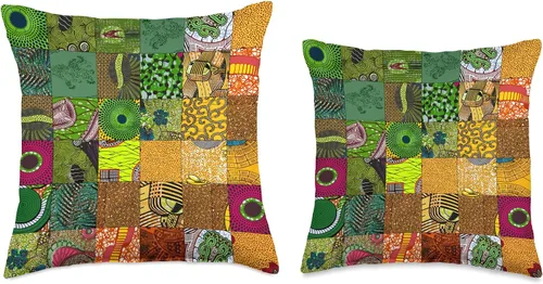 Vista 3 de Nativ Hand Ankara Kitenge - Almohada de retazos con estampado de cera africana, 16 x 16, multicolor