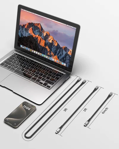 Vista 7 de Cable corto USB C a USB C de 1 pie, paquete de 3 cables de carga rápida Cable USBC a USBC de 1 pie para iPhone 15, 16, 17 Pro Max, iPad, MacBook