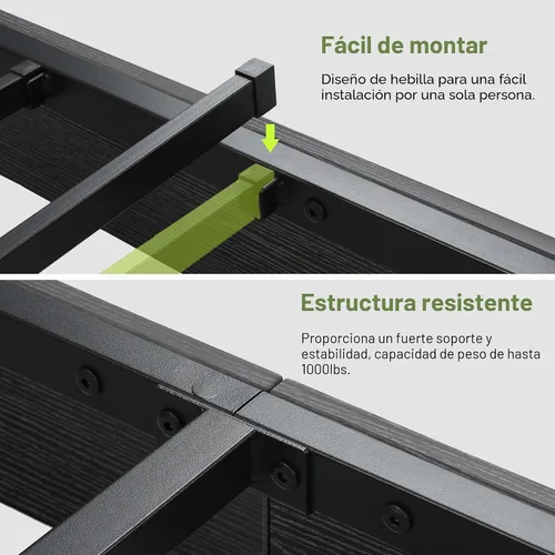 Vista 7 de Feonase Base de cama flotante individual con luces LED y estación de carga, marco de cama de madera tamaño individual con cabecera
