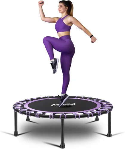 Vista 11 de Newan Mini trampolín silencioso de 40 a 48 pulgadas, trampolín de fitness, bungee rebote, entrenamiento cardiovascular, entrenamiento para adultos