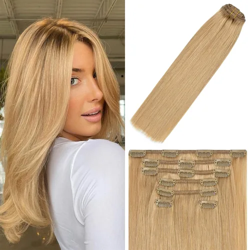 Vista 15 de WindTouch - Extensiones de cabello humano liso con pinzas, color negro azabache, 2.47 onzas, N.° 1, 12 pulgadas, 7