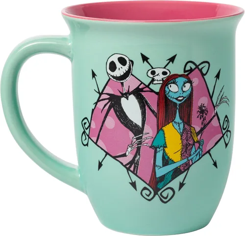 Vista 2 de Silver Buffalo Disney Nightmare Before Christmas Jack and Sally Misfit Love - Taza de cerámica con borde ancho, 16 onzas