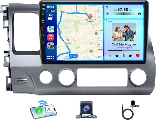 Vista 10 de Radio de coche 8-Core 4+32G para Honda Civic 2006-2011: Android 13 estéreo inalámbrico Carplay Android Auto, 10 "pantalla táctil 1280 * 800 5G WiFi