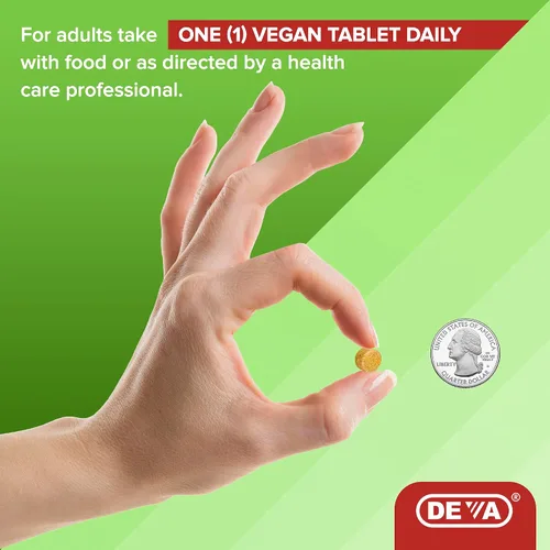 Vista 5 de DEVA Tiny Tablets Multivitaminas veganas para mujeres y hombres, multivitamínico sin hierro, suplemento mineral, vitamina C, complejo de vitamina B