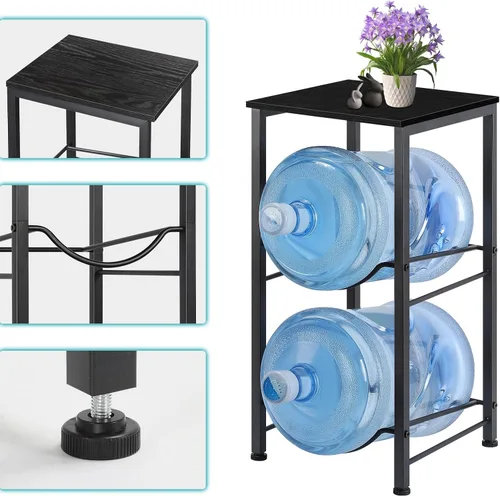 Vista 5 de MOOACE Estante para jarra de agua de 5 galones, organizador de 2 niveles para botellas de agua con estantes de almacenamiento, estante dispensador
