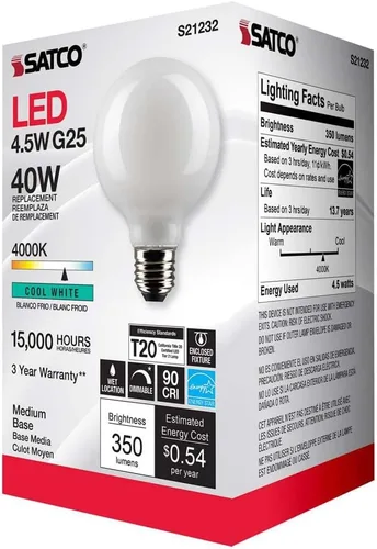 Vista 8 de Satco S21232 4.5G25/LED/WH/940/120V - Paquete de 6
