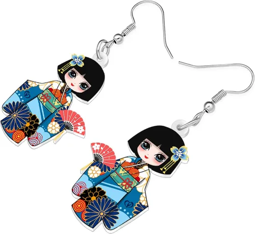 Vista 19 de DUOWEI Aretes de acrílico estilo japonés con diseño de anime para muñeca, colgantes, joyería para mujer