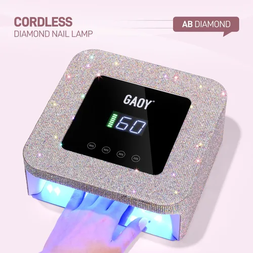 Vista 2 de GAOY Lámpara de uñas LED UV inalámbrica para uñas de gel, luz UV recargable, secadora de uñas profesional con 4 temporizadores, sensor automático