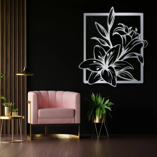 Vista 6 de Fayholy Decoración de pared de flores de metal, arte de pared de metal, letrero floral, decoración de pared de metal, decoración de lirio