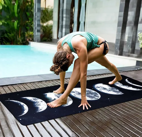 Vista 6 de nuveti Tapete de yoga de gamuza TPE de alta densidad antideslizante con bolsa de transporte, 72 x 32 pulgadas, extra grueso, 0.315 in, esterilla