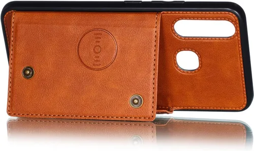 Vista 2 de Funda para Vivo Y19 con ranura para tarjeta Vivo U3, funda para Vivo Y5s / U20 / Z5i V1934A V1941A V1941T 1915 funda marrón