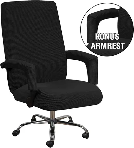 Vista 2 de Shukii Funda elástica para silla de oficina, funda elástica para silla de respaldo alto para computadora con 2 fundas para brazos, funda universal