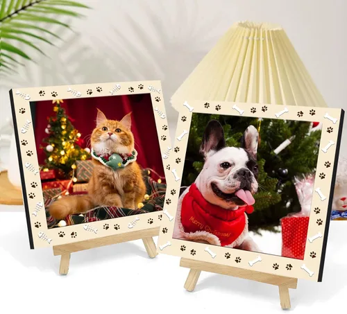 Vista 6 de Marco de fotos de perro personalizado con caballete, regalo conmemorativo personalizado para mascotas para amantes de las mascotas, retrato