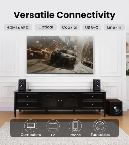 Vista 6 de Edifier S355DB 2.1 Altavoces alimentados para estantería, audio de alta Nogal