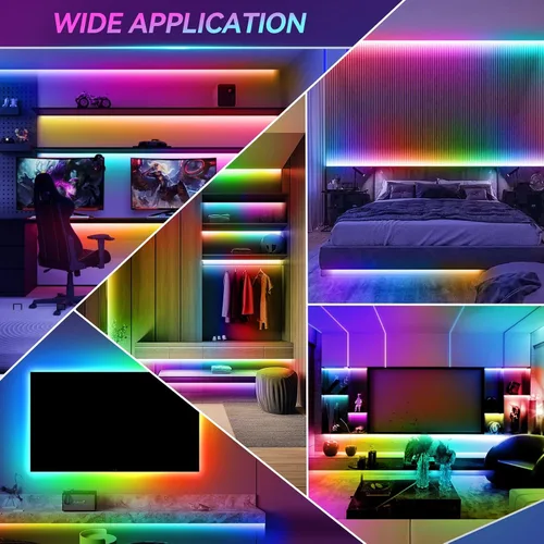 Vista 6 de Tira de luces LED, 150 luces LED RGB de 16.4 pies para TV de 32 a 75 pulgadas por detrás, sincronización de música, control de aplicación, tira LED