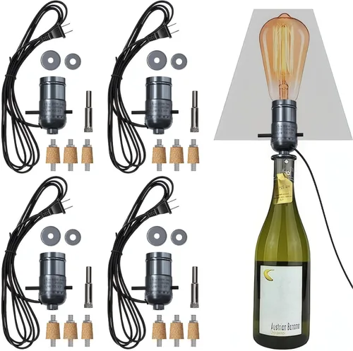 Vista 11 de Kit de lámpara de botella Aokpsrt con broca de vidrio de 9mm DIY Kit de lámpara para botellas de licor con enchufe deslizante y cable