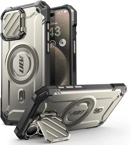 Vista 8 de SUPCASE Unicon Beetle Mag XT - Funda para iPhone 15 Pro con soporte, compatible con MagSafe, funda magnética resistente y resistente para iPhone 15