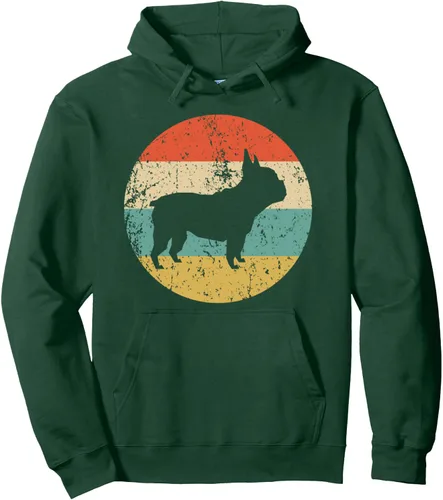 Vista 7 de Sudadera con capucha de Bulldog Francés – Sudadera con capucha retro de perro Bulldog Francés Negro