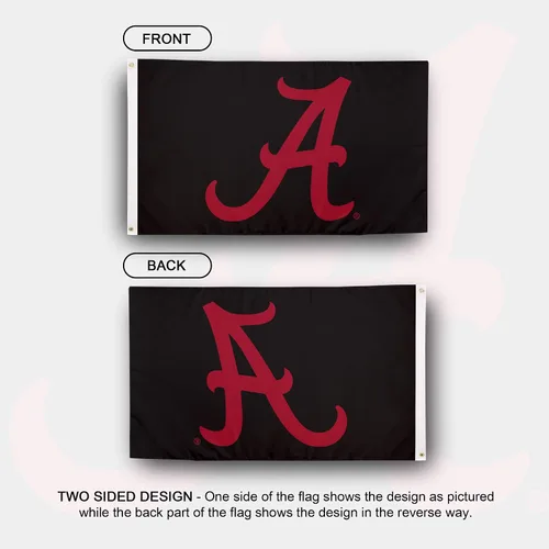 Vista 2 de Desert Cactus Bandera de la Universidad de Alabama Crimson Tide Bama UA Banners 100% poliéster para interiores y exteriores, banderas de 3 x 5 pies