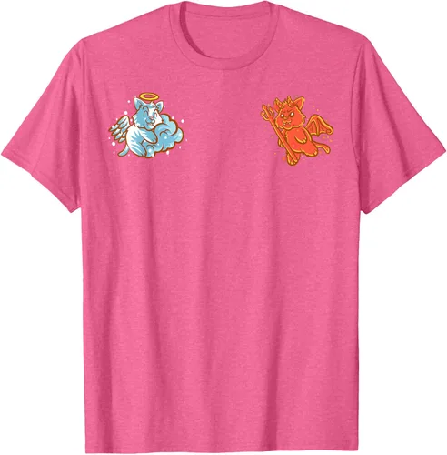Vista 31 de Camiseta de gato ángel y diablo sentado en tu hombro Nerd Kitten, Negro
