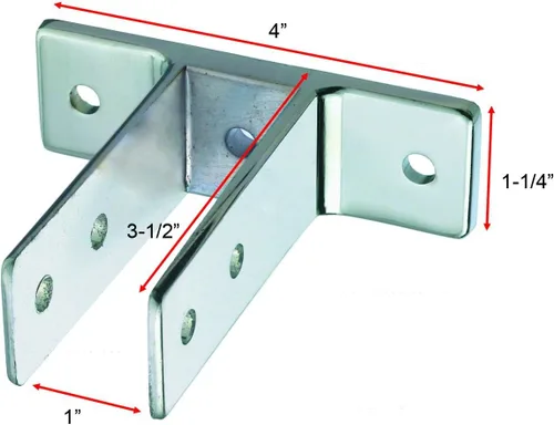 Vista 2 de Harris Hardware TP1286 Dos orejas Die Cast Zamac Orinal Screen Bracket para paneles de 1 ", cromado
