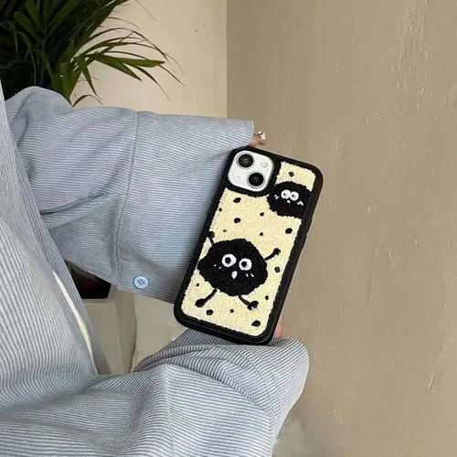 Vista 8 de Funda de briquetas linda y esponjosa para iPhone 14, 6.1 pulgadas (negro)