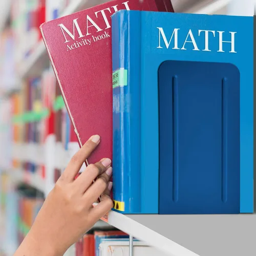 Vista 7 de Acrimet Sujetalibros para estantes, soporte antideslizante para libros, tapón resistente para libros, almacenamiento de extremos de libros de metal