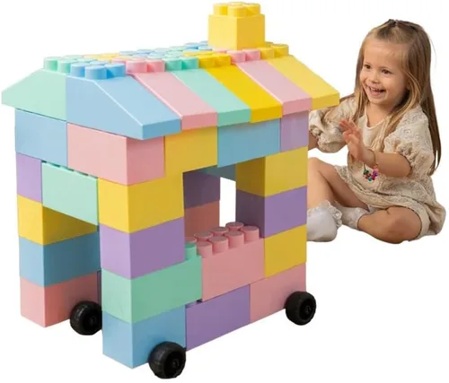 Vista 9 de PLATPORTS Bloques de construcción grandes de 48 piezas – Bloques de plástico gigantes XL grandes para niños de 2 a 8 años, juego de construcción