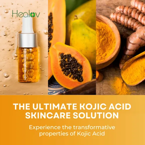 Vista 6 de Set de cuidado de la piel de ácido kójico – Jabón limpiador de jabón kójic, exfoliante corporal, crema facial y suero facial iluminador