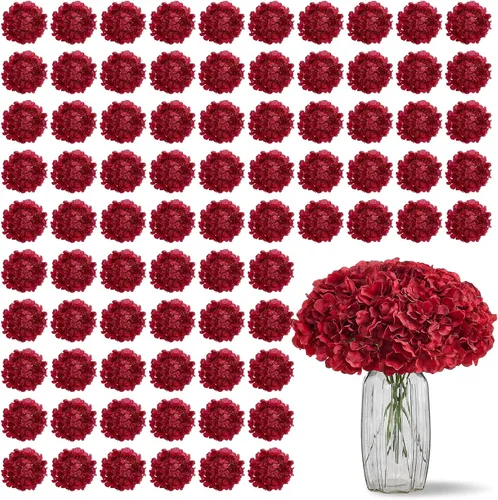 Vista 59 de Flores de hortensias artificiales rosa polvoriento, 10 cabezas de flores de seda de hortensia falsas para centros de mesa de boda, ramos de 10