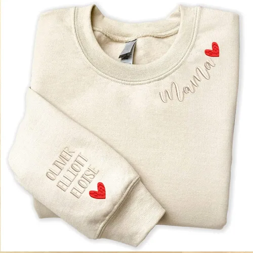 Vista 2 de NAZENTI Sudaderas bordadas, sudadera bordada personalizada para mamá, abuela, para mujer