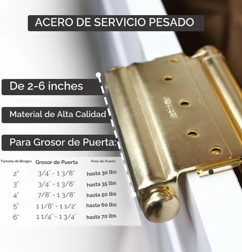 Vista 2 de Hinge Outlet Bisagras de Resorte Ajustables de Doble Acción, Bisagras para Puertas de Salón, Batientes o de Cafetería – Altamente Resistentes al