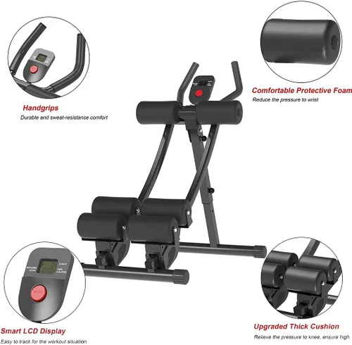 Vista 5 de Ab Machine Equipo de ejercicio multifuncional para gimnasio en casa, equipo de entrenamiento de abdominales ajustable en altura