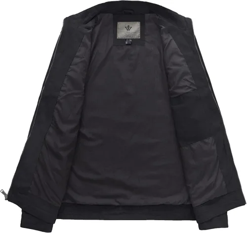 Vista 3 de WenVen - Chaqueta militar para hombre, algodón, ligera, cuello alto, práctica chamarra casual.