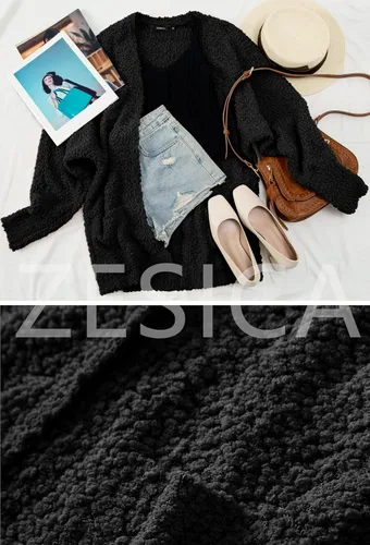 Vista 4 de ZESICA Suéter de punto grueso de manga larga con palomitas de maíz para mujer, para otoño e invierno