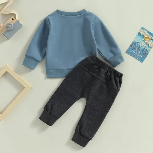 Vista 6 de Sasaerucure Conjunto de 2 piezas de sudadera de manga larga con cuello redondo y pantalones casuales para otoño e invierno