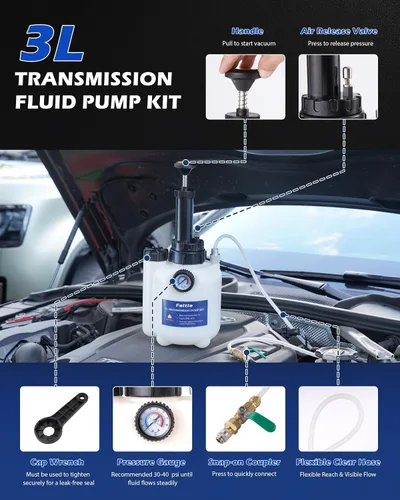 Vista 3 de Bomba de transferencia de fluidos de transmisión de 3L con 12 adaptadores ATF, bomba de presión de fluido automotriz para rellenar transmisión
