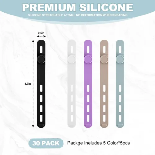 Vista 7 de 30 piezas de bridas de cable de silicona reutilizables, bridas de cable de silicona, envolturas flexibles para la organización de cables de carga