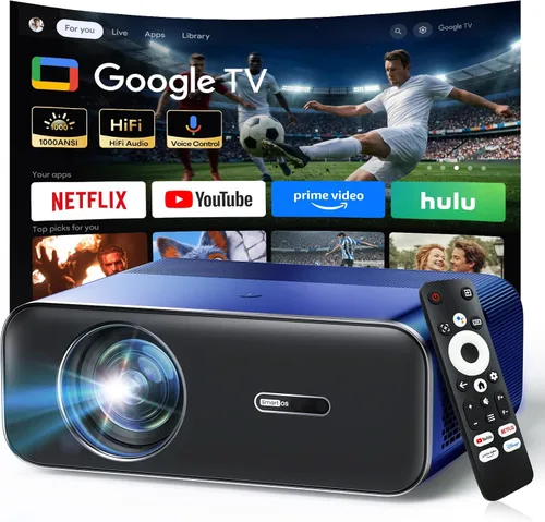 Vista 10 de Google TV Smart Outdoor Projector, 4K Projector with WiFi and Bluetooth Negro