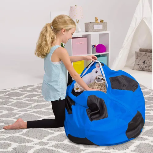 Vista 62 de Posh Creations Funda de puf para niños con almacenamiento para animales de peluche - Organizador de juguetes para niños, Mediano 68.58 cm - Lona