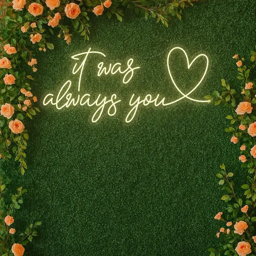 Vista 7 de Letrero de neón personalizado con texto en inglés «It Was Always You», letrero de neón personalizado con corazón para boda, fiesta de compromiso