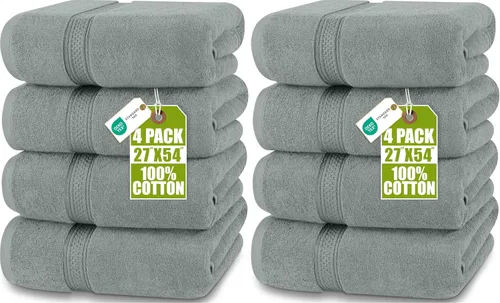Vista 24 de Toallas de baño de algodón de lujo de 700 GSM (4 unidades, 27 x 54 pulgadas) por Utopia, Beige Premium Lightweight Ring Spun Cotton Towels