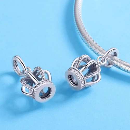 Vista 2 de WOSTU Exquisitos dijes de plata de ley 925 con forma de corazón rosa para pulseras, la llave de corazón, cuentas para mujeres y niñas