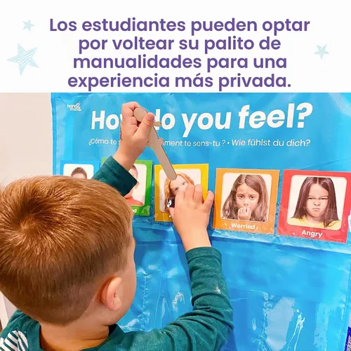 Vista 4 de hand2mind Tabla de bolsillo para expresar tus sentimientos, tabla de emociones para niños, decoraciones de aula para profesores de preescolar