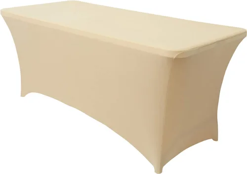 Vista 42 de Obstal Funda de mesa de elastano elástica de 4 pies para mesas plegables estándar, paquete de 2 manteles rectangulares universales ajustables