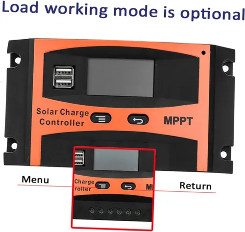Vista 9 de Controlador de carga solar 12v Regulador Mppt 24v Cargador de batería solar Pantalla grande Salida USB dual