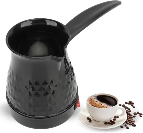Vista 5 de Fockety Cafetera turca, cafetera de acero inoxidable ABS de 20.3 fl oz de capacidad, cafetera árabe turca griega con mango extraíble, cafetera
