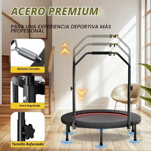 Vista 2 de Mini trampolín plegable de 42 pulgadas con mango ajustable de 5 niveles