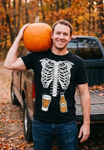 Vista 6 de Tstars Camisa de Halloween de calabaza para hombre, camiseta gráfica de cara de Jack-O'-Lantern, regalo divertido para fiestas de Halloween Negro