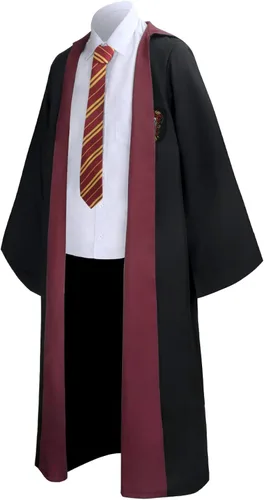 Vista 2 de Disfraz escolar de mago para niños bata de mago prestigio con capucha capa para Halloween cosplay disfraz de bruja